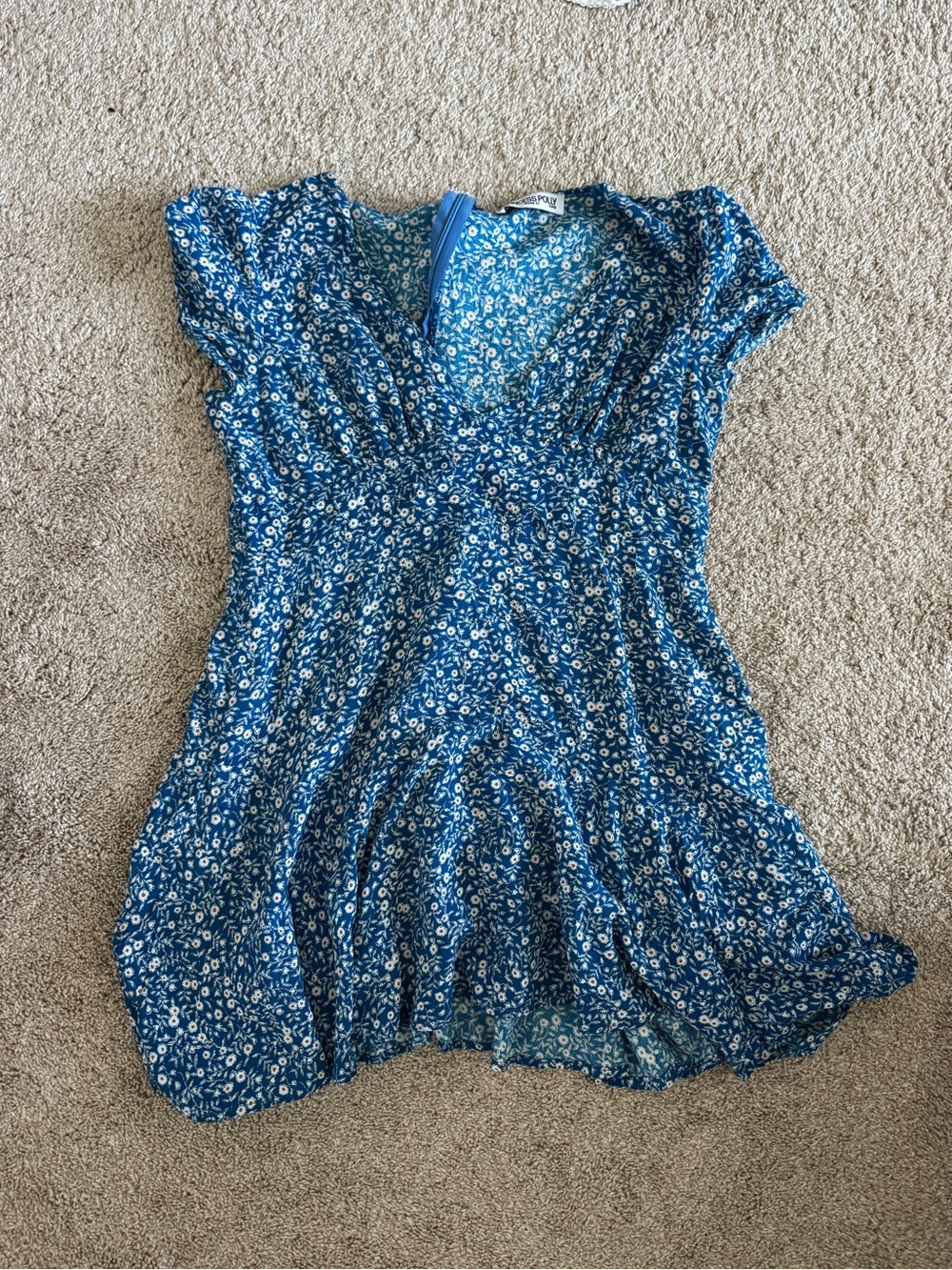 Princess Polly Blue Floral V-Neck Mini Dress